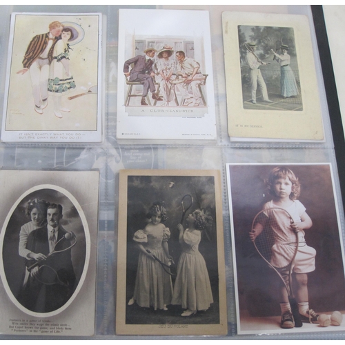 442 - Tennis: An Album of Postcards, from the Edwardian and Inter-war period, and later reprints; includin... 