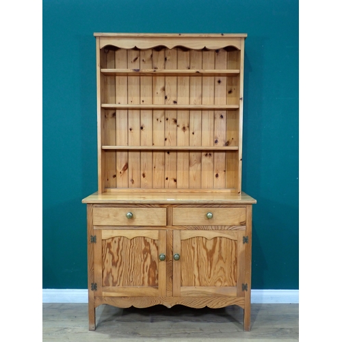 46 - A modern pine Kitchen Dresser and Rack, 6ft 4