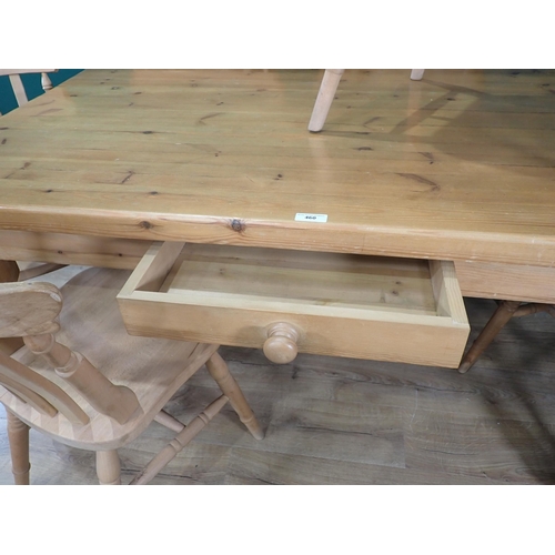 460 - A modern pine Kitchen Table with single fitted drawer on turned supports, 5ft Long x 3ft Wide x 2ft ... 