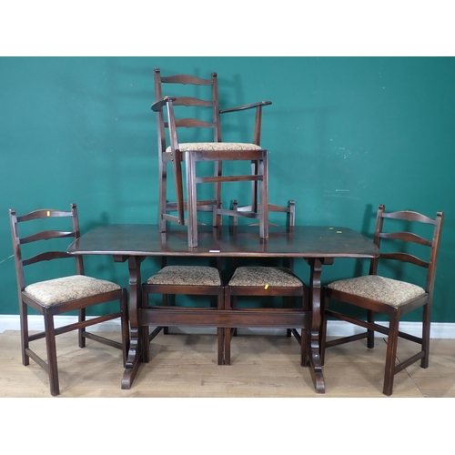 485 - A dark Ercol Dining Table and five chairs, 5ft x 2ft 6in