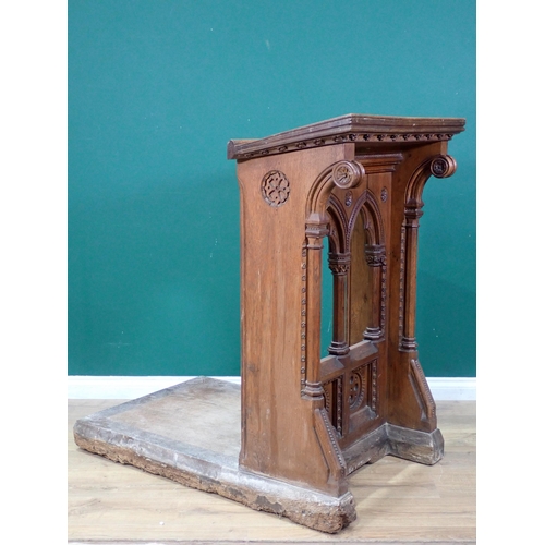 51 - A Victorian oak Gothic Style Church Lectern, A/F, 3ft 11