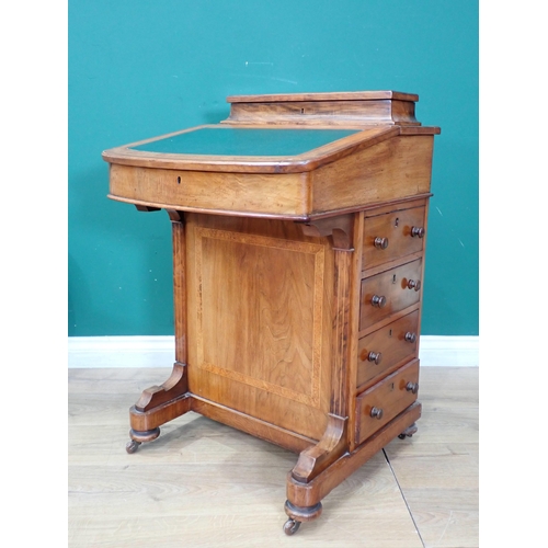 516 - An Edwarian walnut Davenport Desk fitted drawers to the one side and with fitted interior, a Prayer ... 