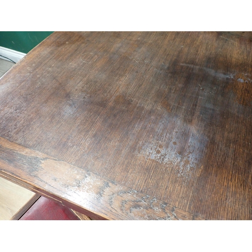 530 - An oak Draw-Leaf Dining Table and four Chairs, an oak Occasional Table, Stool and a Laundry Basket.