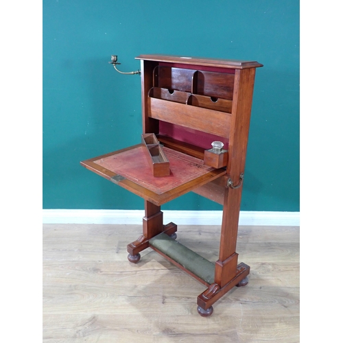 534 - A 19th Century mahogany and walnut fall front Writing Desk, the fall down enclosing leather and gilt... 