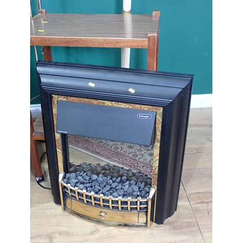 590 - A carved and glazed Display Cabinet, 3ft 2in H x 3ft W, an oak Blanket Box, a nest of three Tables, ... 