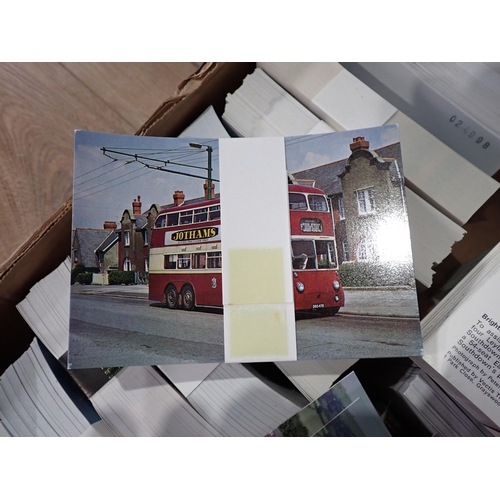 610 - Three boxes of Postcards relating to buses, trains etc