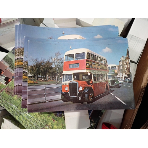 610 - Three boxes of Postcards relating to buses, trains etc