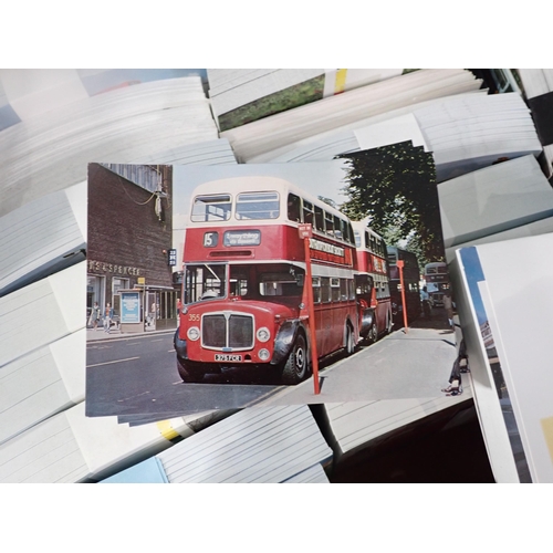 611 - Three boxes of Postcards relating to buses, trains etc