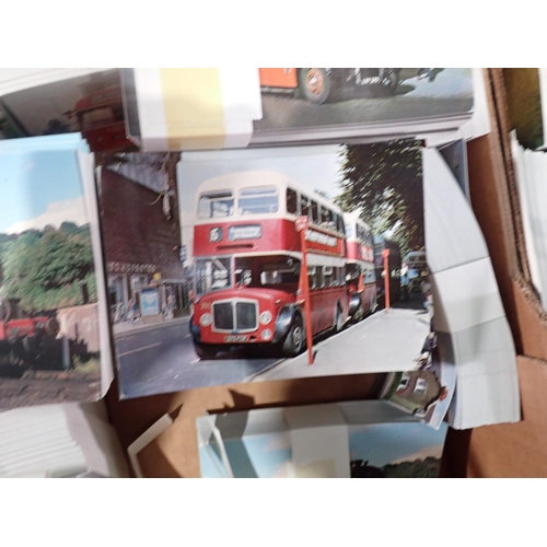 611 - Three boxes of Postcards relating to buses, trains etc