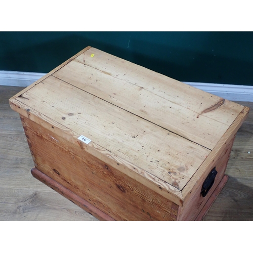 612 - A pine Blanket box with metal carry handles, 2ft 8