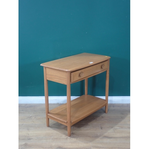 93 - An Ercol two tier Side Table fitted with 
single drawer (Stamped in Drawer) 2ft 8