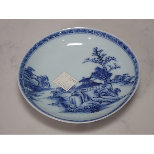 273 - A Nankin Cargo Tea Bowl and Saucer, decorated buildings in landscapes and bearing Christie's origina... 