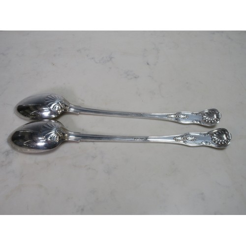 148 - A pair of silver plated Basting Spoons by Elkington & Co. the handles with Kings pattern to both sid... 