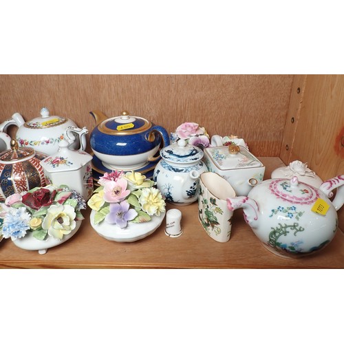 294 - A Coalport Bowl of Flowers, a Royal Doulton Bowl of Flowers A/F, a collection of small ceramic Teapo... 