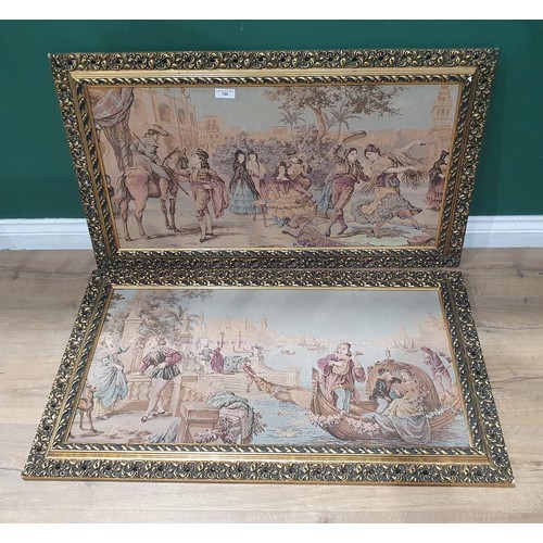 719 - A pair of gilt framed Tapestries