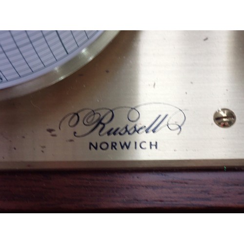 207 - A Barograph in mahogany and glazed case by Russell of Norwich