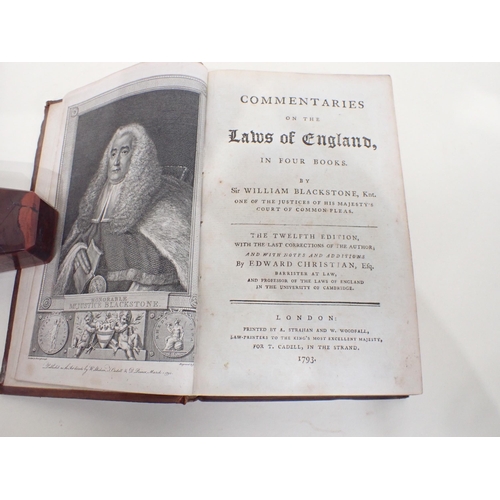 1054 - BLACKSTONE Sir William, Commentaries of the Laws of England, 12th edition, pub London 1793-4, full l... 