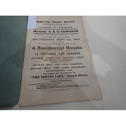 1072 - Two copies of the Hampton Court Estate Sale particulars, held in 1907 at the Royal Oak Hotel, with f... 