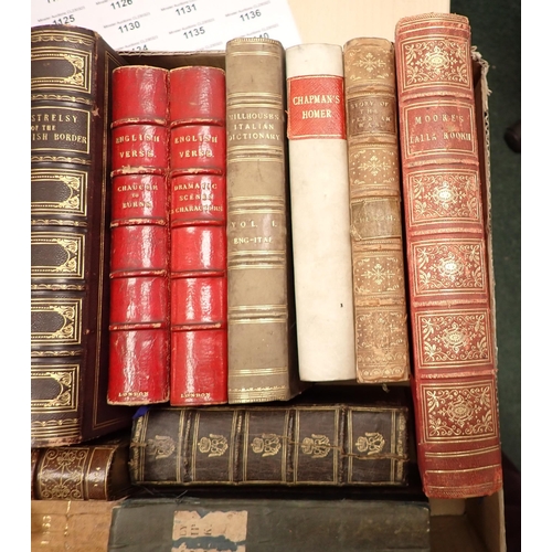 1081 - Box of leather bound volumes, various Kalendar's Recipe books, etc