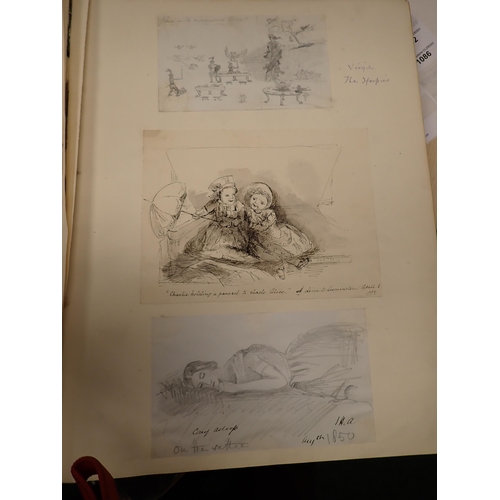 1088 - An Album with watercolour drawings, pencil and ink sketches, figures, etc; (1)