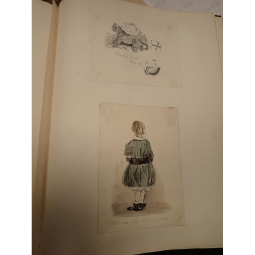 1088 - An Album with watercolour drawings, pencil and ink sketches, figures, etc; (1)