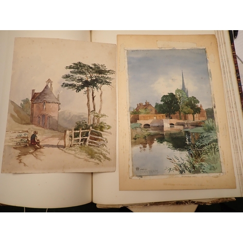 1089 - A 19th Century Album, chiefly watercolours, Castles, Buildings, etc; (1)