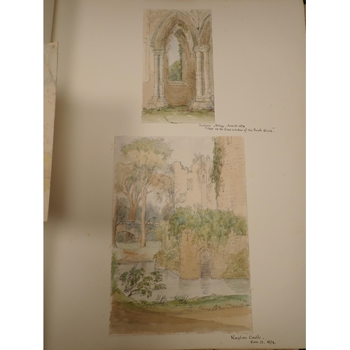 1089 - A 19th Century Album, chiefly watercolours, Castles, Buildings, etc; (1)