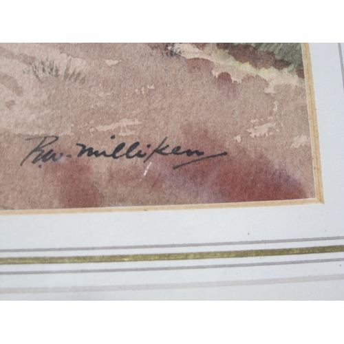 1146 - ROBERT W. MILLIKEN (1920-2014). A Covey of Grouse in a Moorland Landscape, watercolour, signed, 7 x ... 