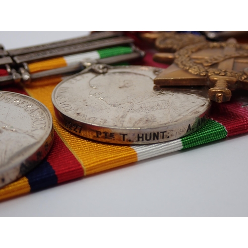 1163 - Five: 6227 Private T. Hunt, Argyll and Sutherland Highlanders. Queens South Africa Medal with bars f... 