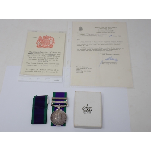 1167 - Campaign Service Medal: 23963519 Private John F. Moores, Argyll and Sutherland Highlanders. Bars to ... 