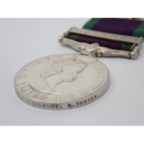 1195 - Campaign Service Medal with South Arabia Bar to 23965511 Private G.J. Elliott, Royal Sussex Regiment