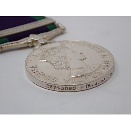 1196 - Campaign Service Medal with South Arabia Bar to 23743090 Private J. Walsh, Royal Pioneer Corps