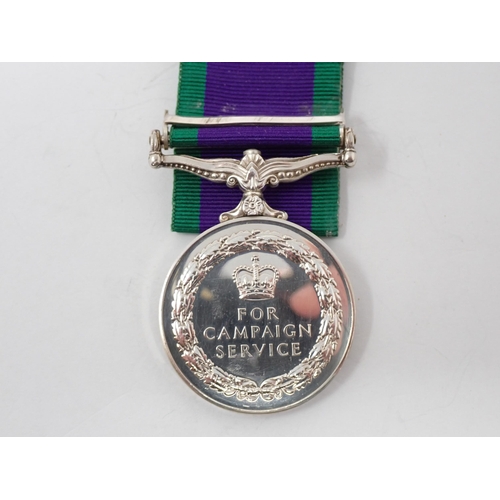 1205 - Campaign Service Medal with South Arabia Bar to 23873225 Private J. Sanderson, 'B' Company Glouceste... 