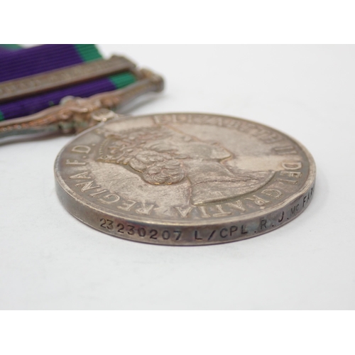 1207 - Campaign Service Medal with South Arabia Bar to 23230207 Lance Corporal R.J. McFarlane, 1st Royal Ta... 