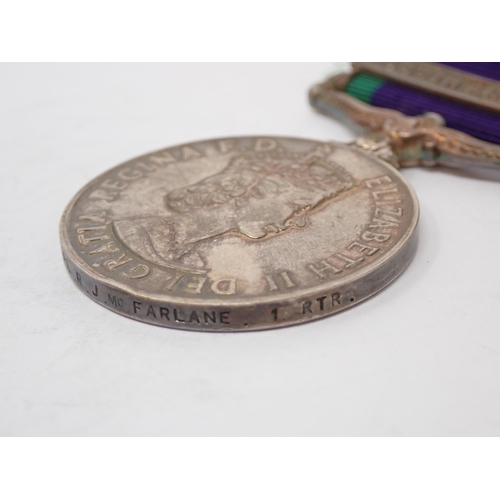 1207 - Campaign Service Medal with South Arabia Bar to 23230207 Lance Corporal R.J. McFarlane, 1st Royal Ta... 