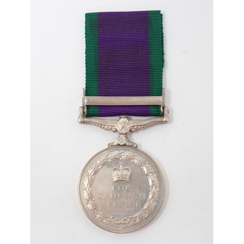 1213 - Campaign Service Medal with South Arabia Bar to 23833707 Trooper F. Kearns, 1st Royal Tank Regiment