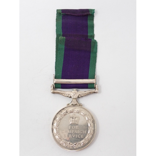 1216 - Campaign Service Medal with South Arabia Bar to 24060817 Private S. Mossop, 'B' Company Loyals Regim... 