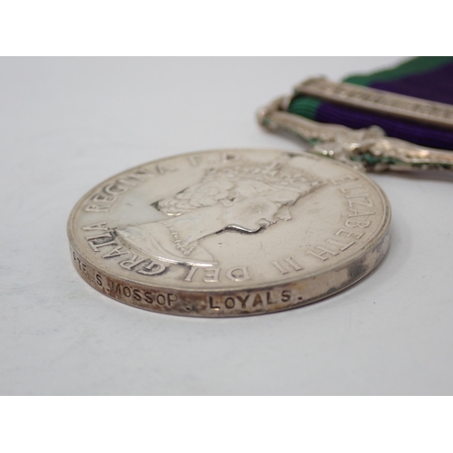 1216 - Campaign Service Medal with South Arabia Bar to 24060817 Private S. Mossop, 'B' Company Loyals Regim... 