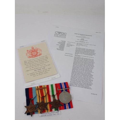 1228 - Four: 1939-45 Star; Africa Star; Italy Star and War Medal to 6984785 Fusilier John Beeston S. Allen,... 