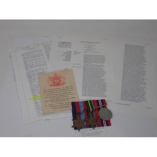 1231 - Three: 1939-45 Star; Pacific Star and War Medal to 85126 Lieutenant Colonel Harry Fieldhouse OBE, Ro... 