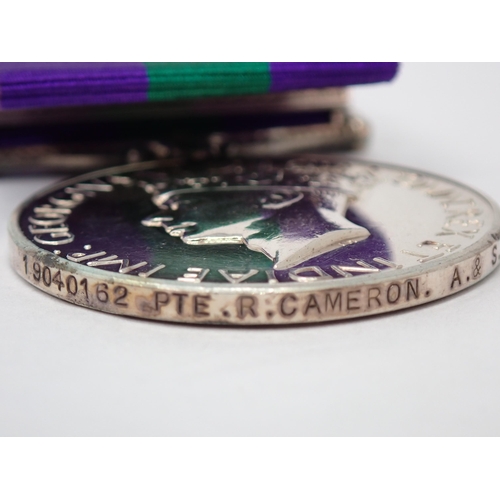 1240 - Campaign Service Medal with Palestine 1945-48 Clasp to 19040162 Private R. Cameron, Argyll and Suthe... 