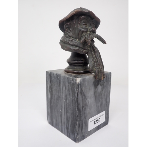 1250 - A cast bronze bust Sculpture of a British First World War Tommy 'Old Bill', signed 'Bruce Bairnsfath... 