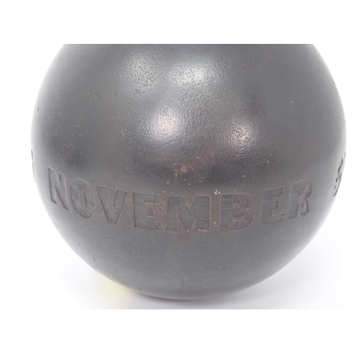 1266 - A spherical Shell engraved in large capital letters around the circumference 'Inkerman November 5th ... 