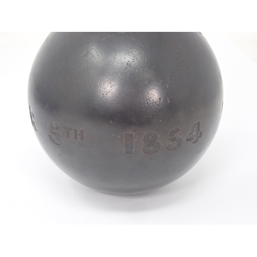 1266 - A spherical Shell engraved in large capital letters around the circumference 'Inkerman November 5th ... 