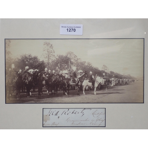 1270 - A framed Photograph of Field Marshall Frederick Roberts mounted in India with an original Signature ... 