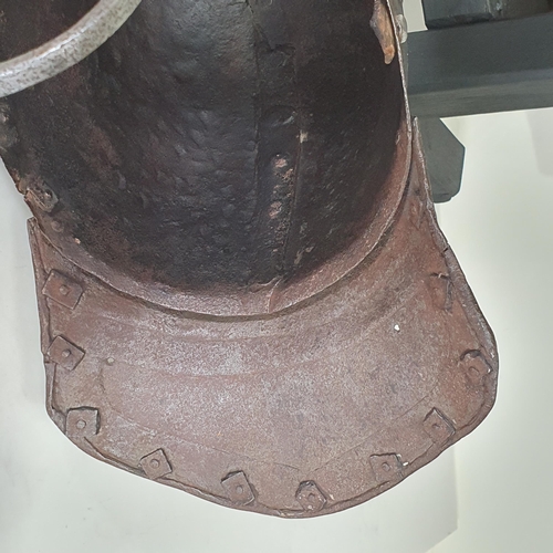 1279 - An English Civil War Cromwellian 'Lobster Tail' Pot Helmet and Breastplate. The helmet has a triple ... 