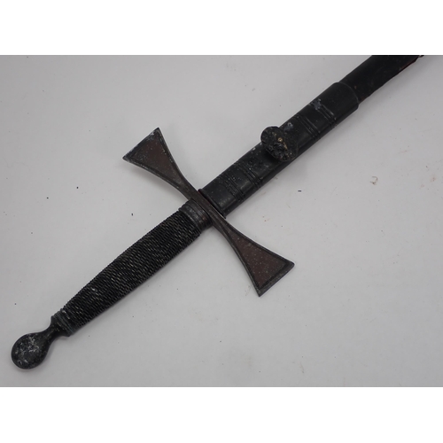 1290 - Three black Masonic Ceremonial Swords in leather scabbards