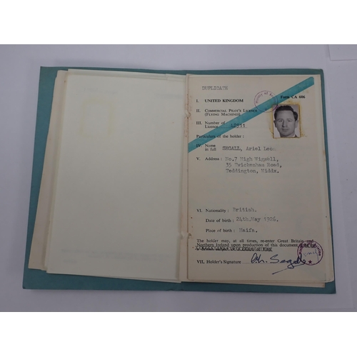 1293 - A collection of items related to Ariel Leon Segal including private Pilot's License, Log Books perta... 