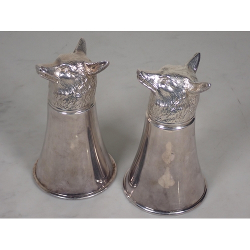 1359 - A pair of Silver Plated Fox Stirrup Cups, 5 1/2