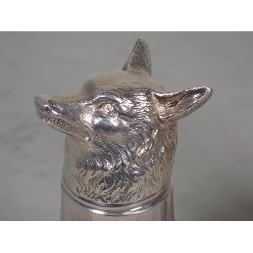 1359 - A pair of Silver Plated Fox Stirrup Cups, 5 1/2